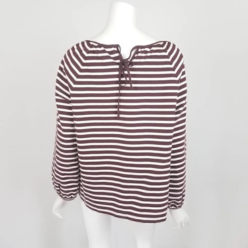 J. Crew Burgundy Striped Peasant Top Size XL